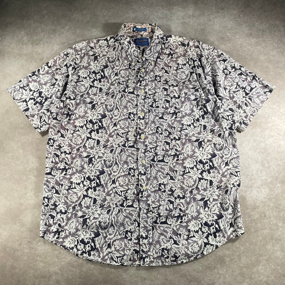 Pendleton White Button Down Corduroy Floral Hawaiian Large